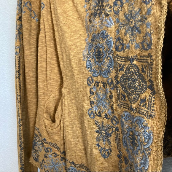 New Johnny Was Biya Boho Embroidered Hooded Cardigan in Taupe  M - Picture 4 of 15